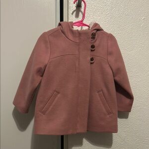 Stylish Pink Hooded Coat with Button Detail